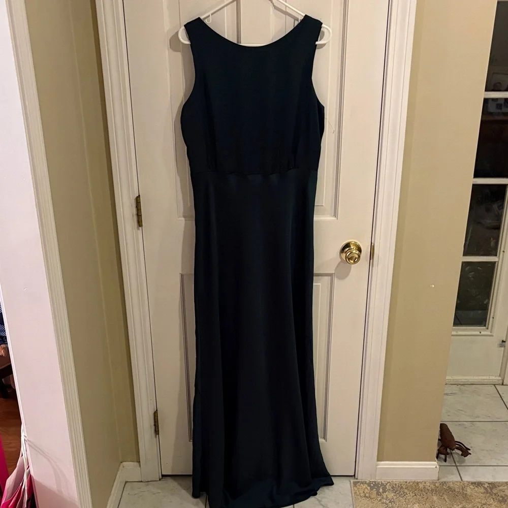 BHLDN Emerald Satin Maxi Dress size 14 brand new without tag - Picture 2 of 6